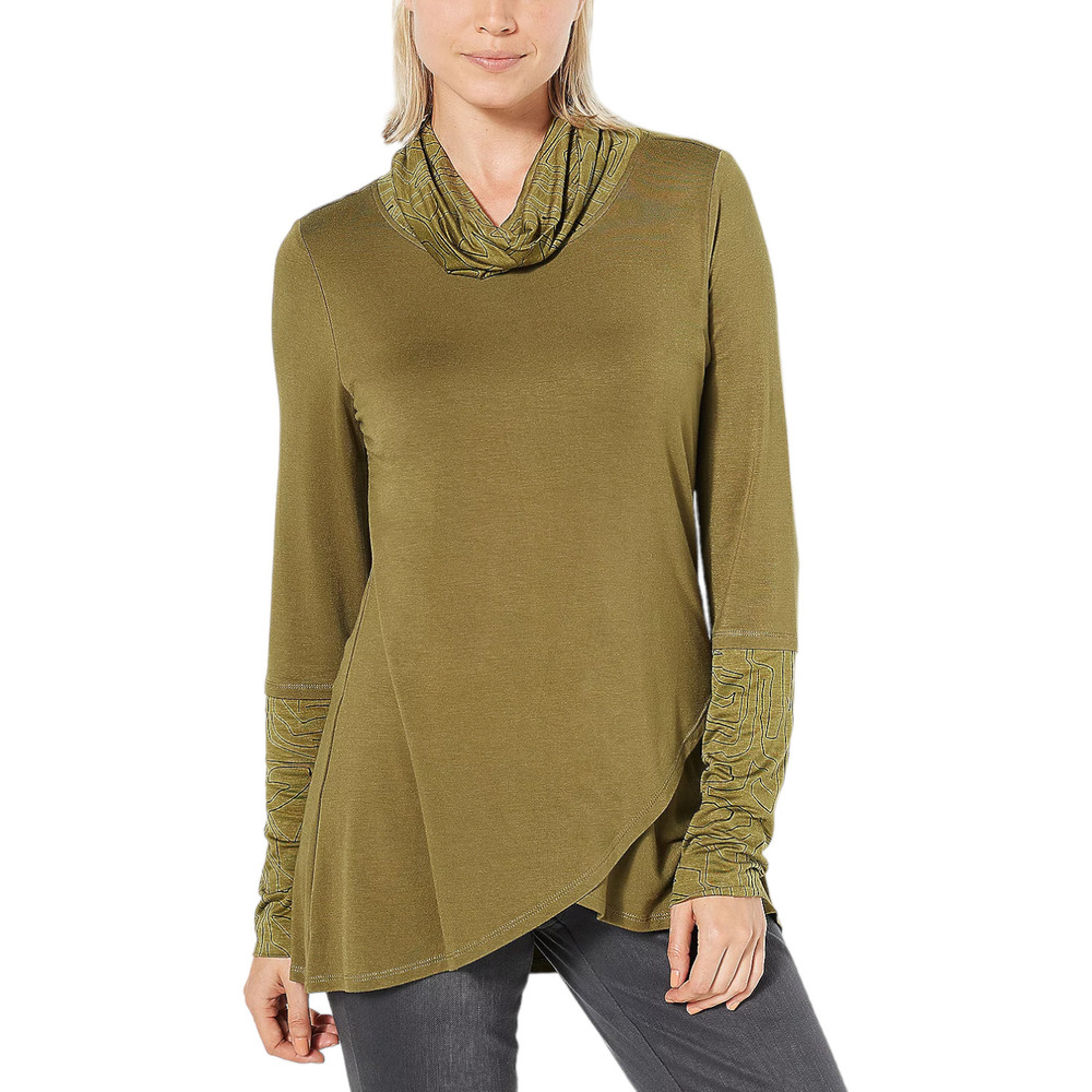 Truth + Style Jersey with Contrast Knit Trim Tunic Olive - Regular